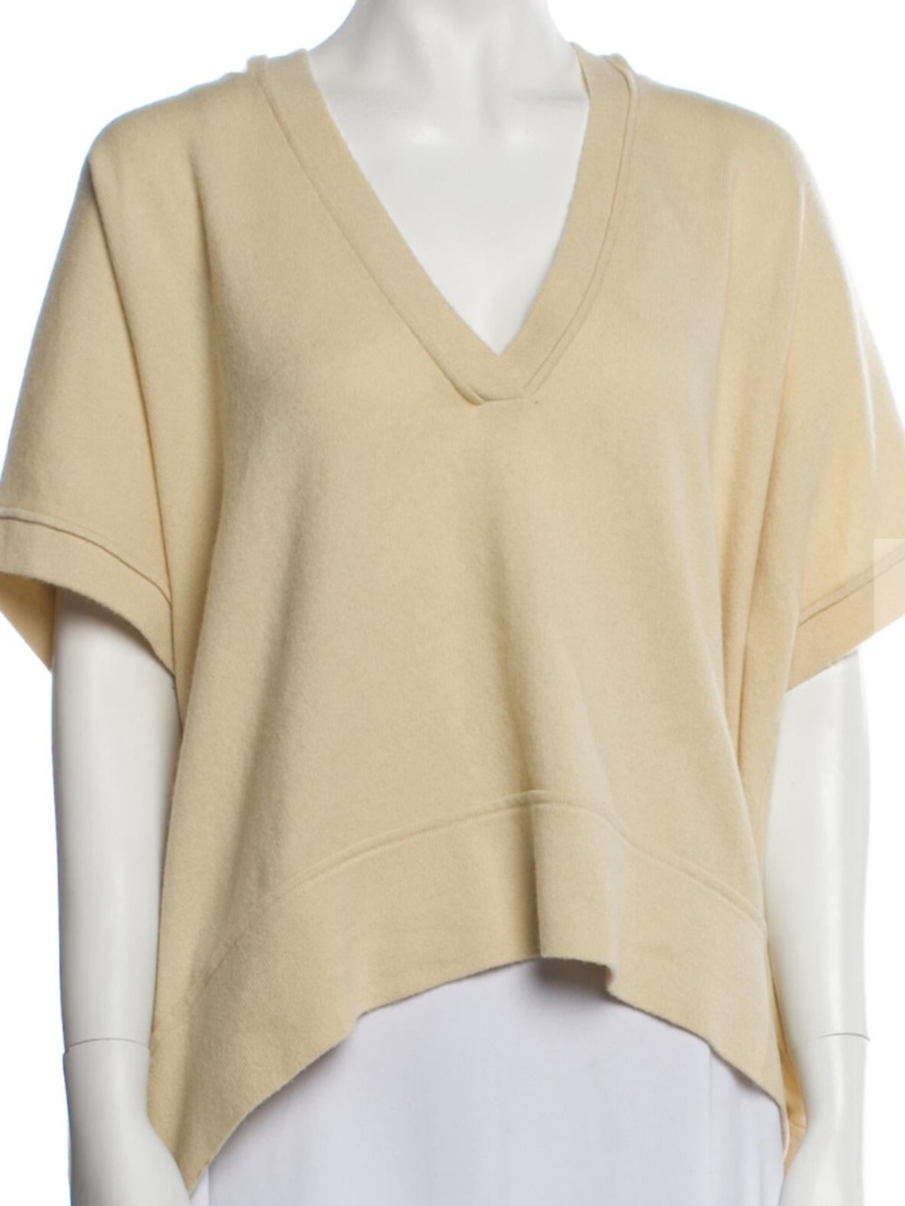 Brunello Cucinelli Cashmere Short Sleeve Top w/hood in Soft Pale Yellow
